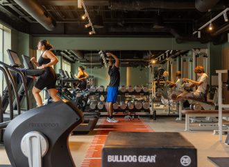 Students using the gym inside Fusion's Nottingham student accommodation