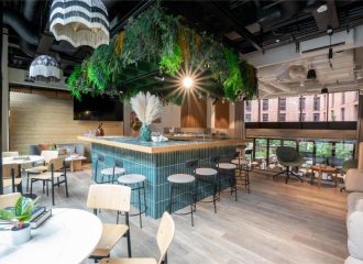 Bar area for students with seating inside Fusion's Nottingham student accommodation